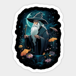 Wizard at Night - Cartoon Style - Fantasy Sticker